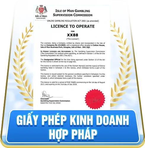 Giấy phép kinh doanh quốc tế của XX88